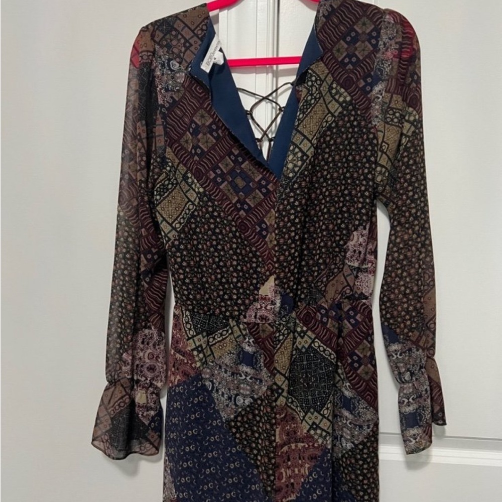 Bcbgeneration Patchwork Long Sleeve Romper - Blac… - image 2